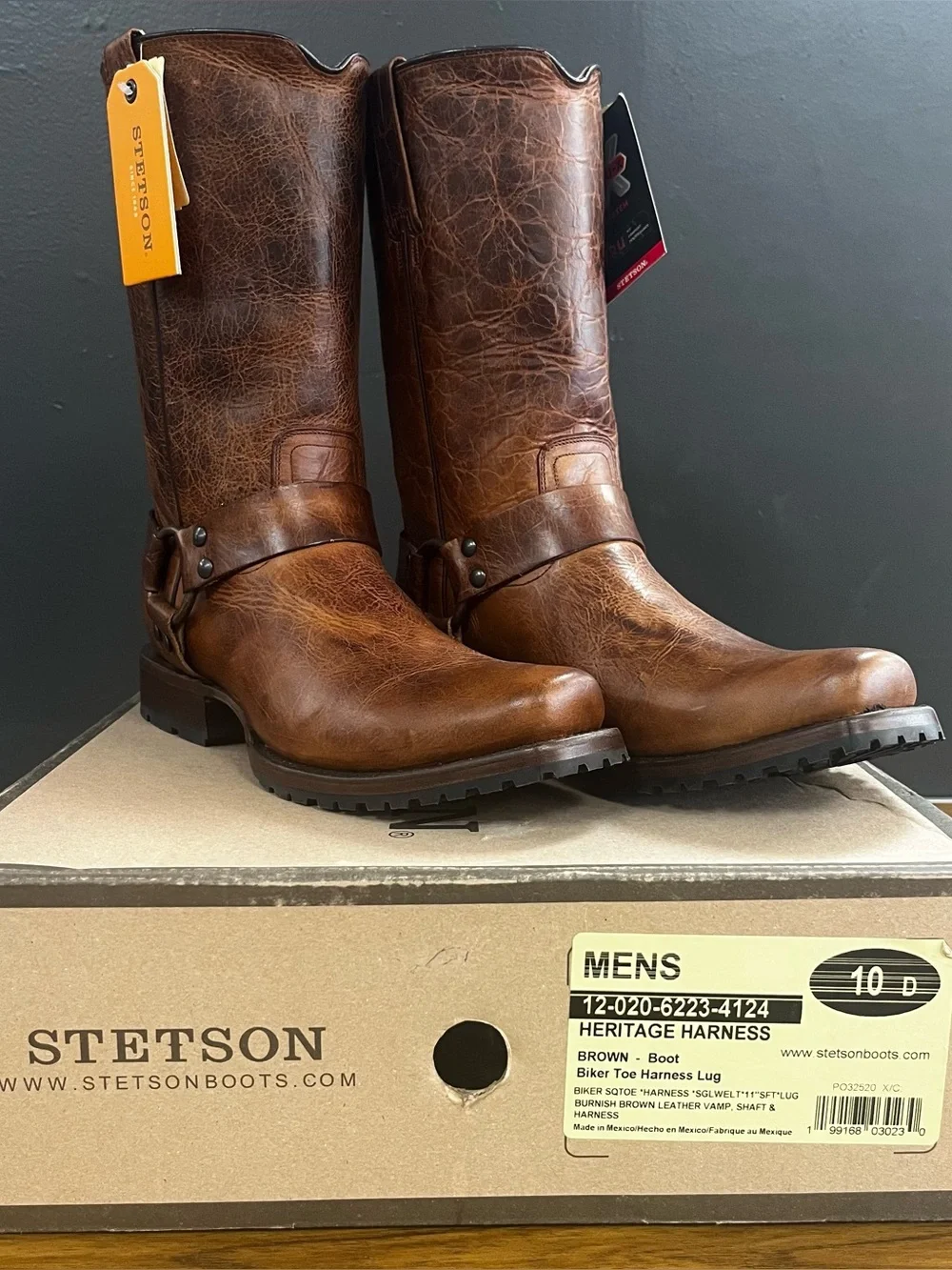 NIB Stetson Men’s Harness Boots